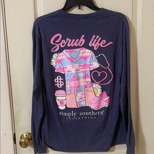 Simply Southern Scrub Life Long Sleeve T-shirt Womens Medium